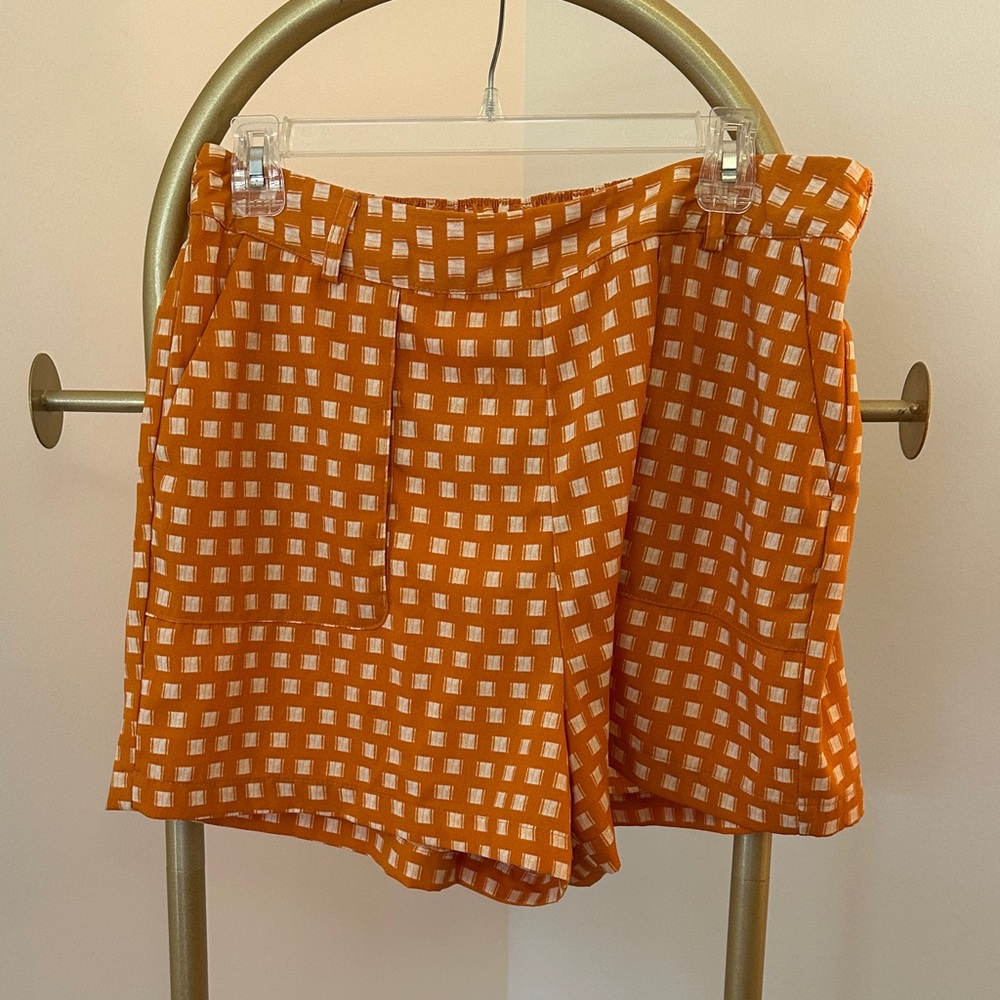 Orange Checkered Women's Shorts